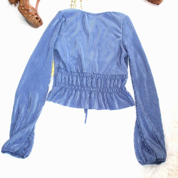 Mistyrose Bishop Sleeve Faux Wrap Blouse - Picture 2 of 14